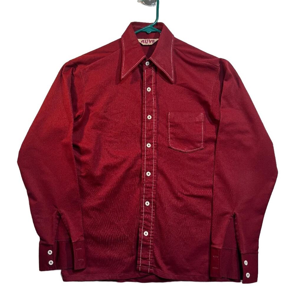 Vintage Alive by Vanderbilt Burgundy Western Shirt Long Sleeve Pearl Snap Style